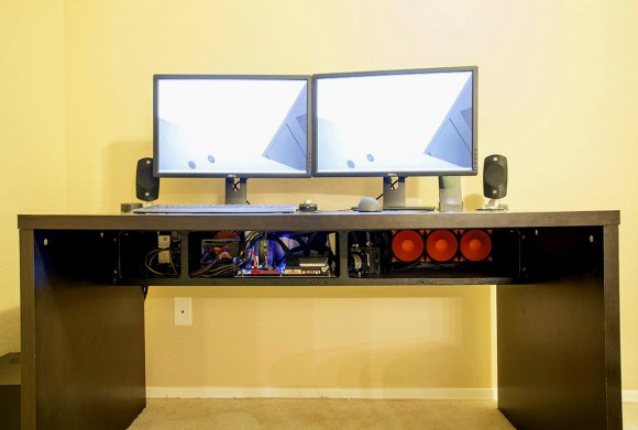 Desk Holds Computer Internally