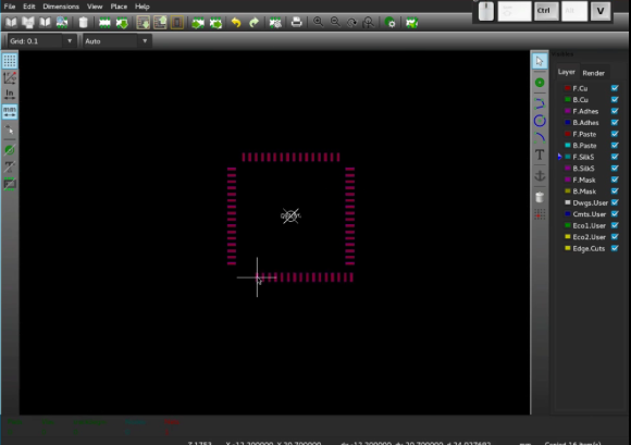 Photo from video demo of new KiCad module editor