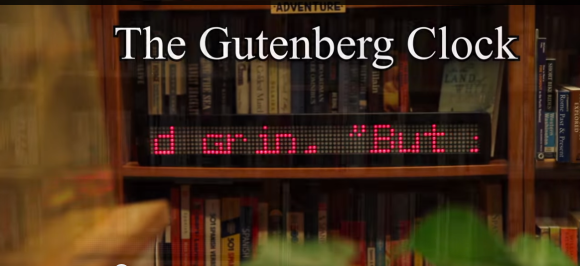 Gutenberg clock displaying text from a book