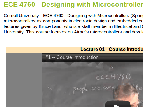 Cornell ECE 4760 Lecture Videos Now Online | Hackaday