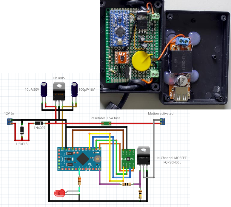 First Stab At Motion Sensor To Disconnect A Car Charger | Hackaday