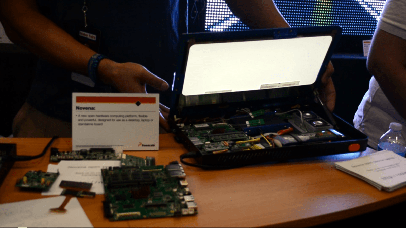 A view inside the Novena Open Hardware laptop