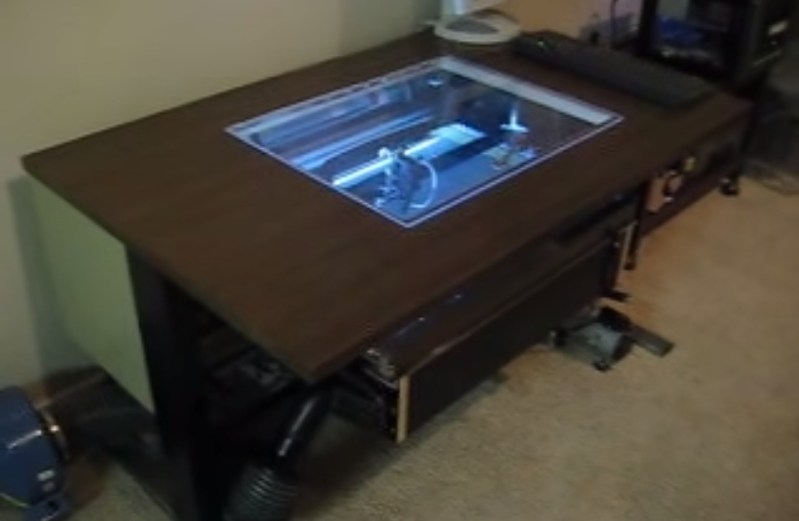 Abandoned DIY Laser Cutter installed in Ikea Desk