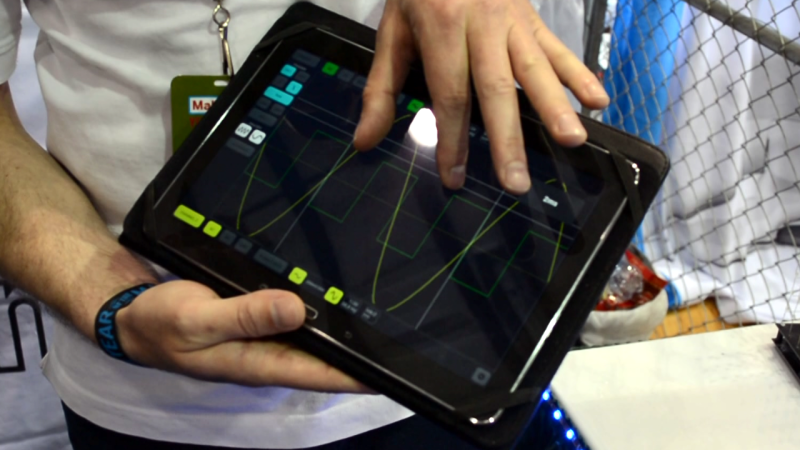Showing the tablet interface for the scope