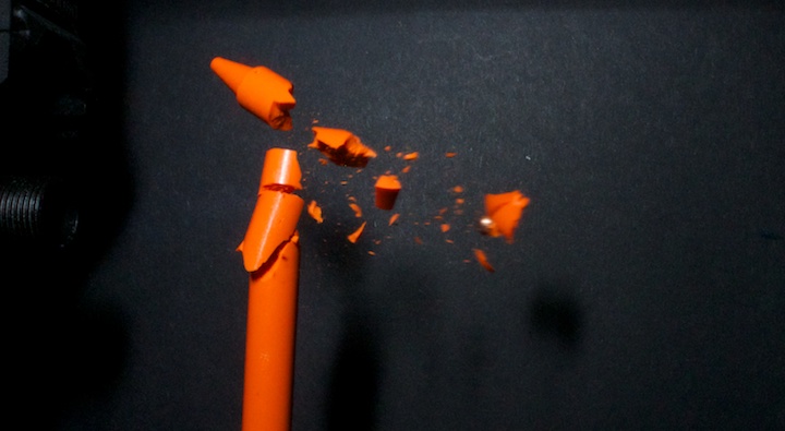 Slow motion crayon destruction