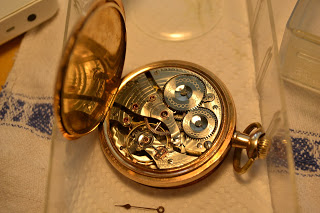 Waltham Riverside pocket watch after cleaning and oiling.
