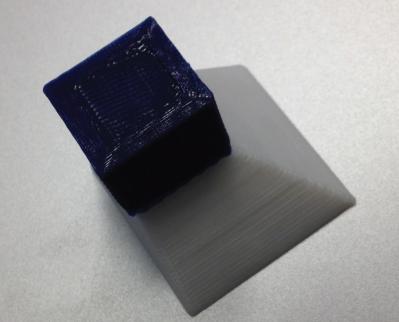 Image of a 3D print which was restarted using a different material