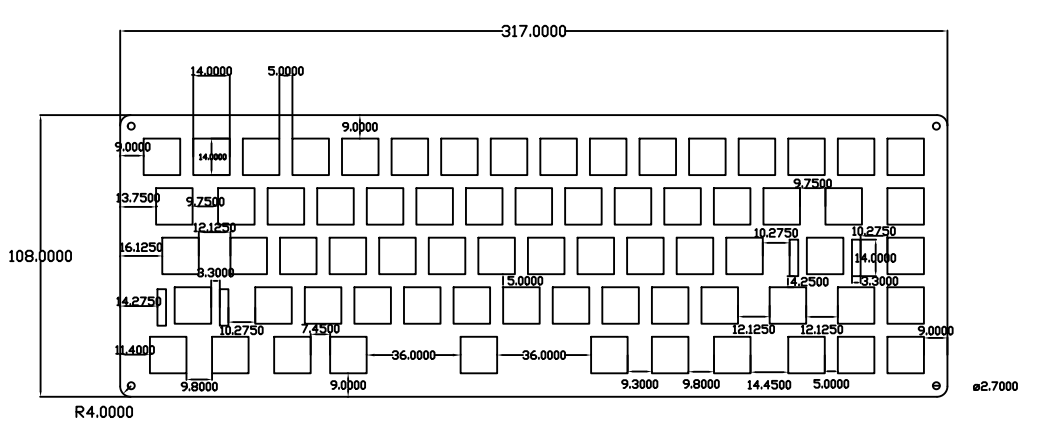 keyboard layout editor space between keys and nav cluster