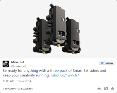 A direct link to Makerbot's  3-pack of Smart Extruders is very hard to find