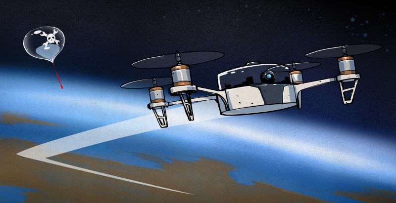 drawing of quadcopter in space