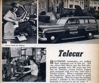 The Western Union Telecar printed telegrams on the go and delivered them to homes and businesses.