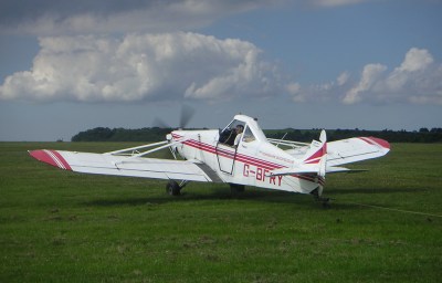 A Piper Pawnee PA-25, an agricultural airplane also used for glider towing. Also, Dusty from Planes. Source