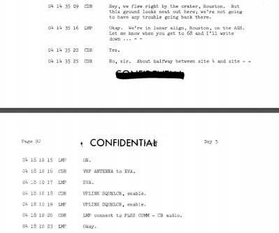 From +4 days, 14 hours, 35 minutes to +4 days, 18 hours, 10 minutes, there is no transcription of voice communication between the Apollo 12 lunar module and the ground