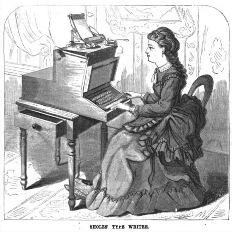 The Sholes Typewriter, as seen on the August 10, 1872 cover of Scientific American