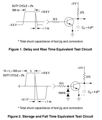 Rise and fall time test circuits for the 2N3904