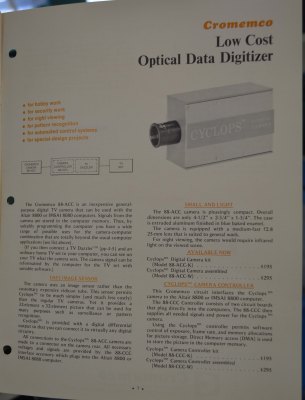 Cromemco catalog page for the Cyclops, the first digital camera