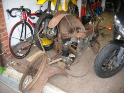 Most of the rusty parts you need to make a motorcycle.