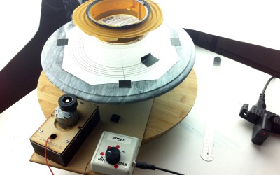 Custom ultra-slow speed turntable used to capture high magnification video for Broken Sound by Gary James Joynes