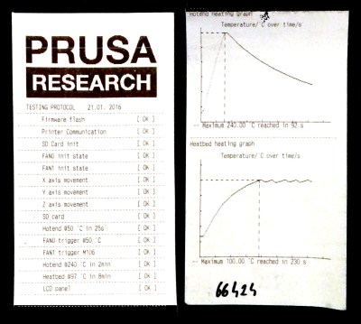 The Included QC report. Prusa is known for shipping parts that fail his tests back to manufacturers