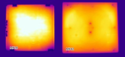 A thermal image showing the effect of the new heated bed.