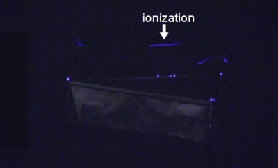 Lifter in the dark with bluish ionization