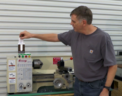 Demonstrating the Makerspace Access Control System for a lathe