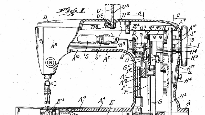 diagram of the sewing machine, parts of the sewing machine Stock