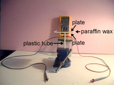 Setup for measuring capacitance with wax dielectric