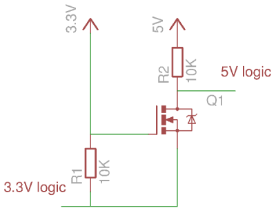 The bidirectional MOSFET level shifter.