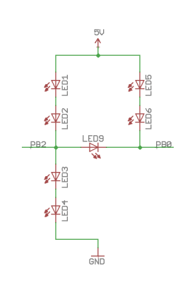 2 GPIO for 7 LED's