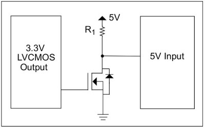 An inverting MOSFET logic level step-up circuit. Yet again, from Microchip app note DS41285A.