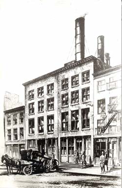 Pearl Street station showing the chimneys needed for burning coal