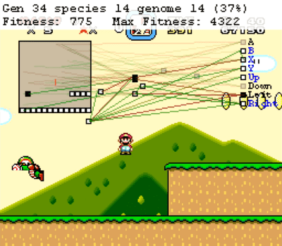 Seth Bling's neural network learning Super Mario World