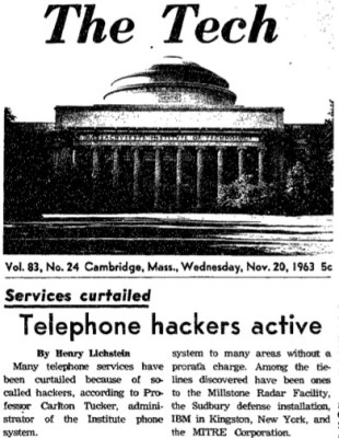 Wardialling with a PDP-1, those were the days! The Tech, MIT's newspaper, Nov. 20, 1963.