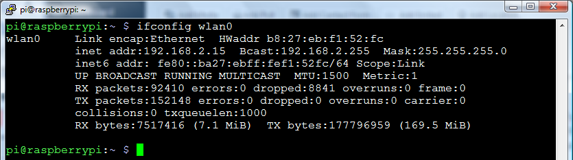 Running 'ifconfig wlan0'