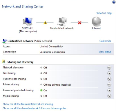 Network and Sharing Center in Windows