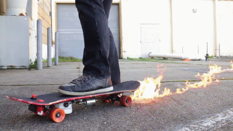 Flamethrower skateboard
