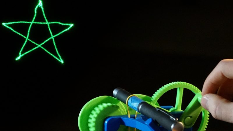A Mechanical Laser Show With 3d Printed Cams And Gears Hackaday