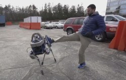 Spot - Boston Dynamics robot being kicked
