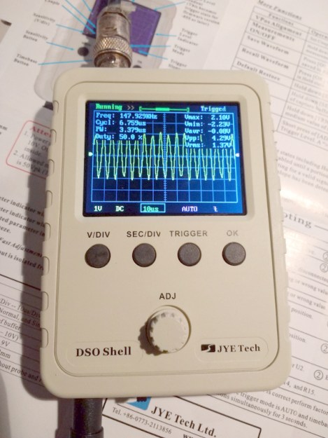 The DSO150 showing the upper end of its bandwidth.