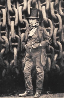 [Isambard Kingdom Brunel], in front of the launching chains for the Great Eastern. [Public domain]