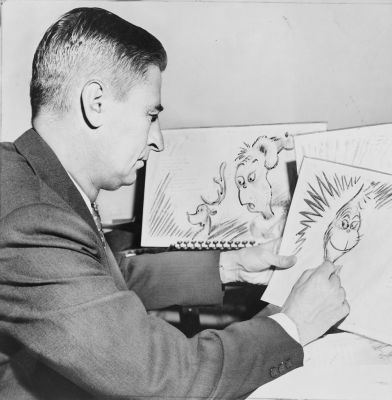 You can tell [Dr. Seuss] is thinking about his next volume: <em>How The Grinch Stole Whoville Hackspace</em>. Al Ravenna, World Telegram [Public domain].