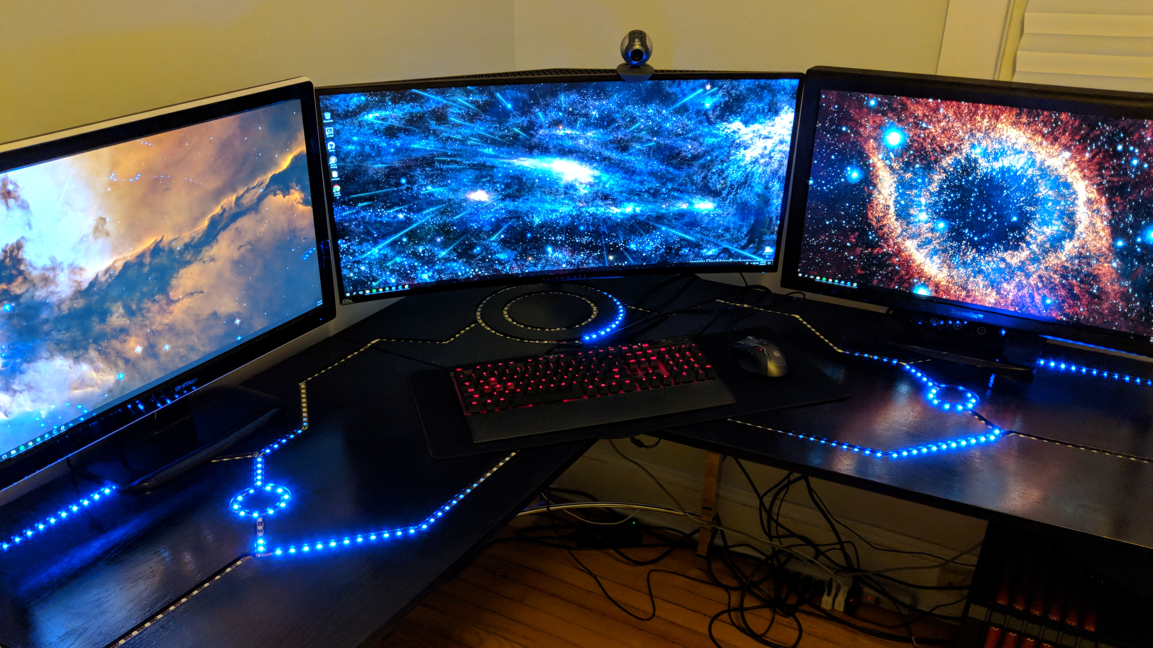 backlit desk