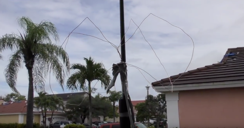 Cloverleaf Satellite Antenna Mounted on a Pole