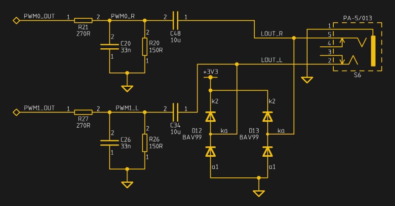 The audio circuitry from the first Raspberry Pi.