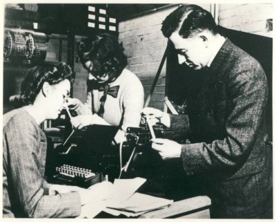 Kathleen, Xenia Sweeting and Andrew working on the ARC in 1946