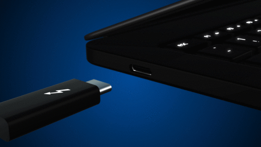 A GIF of a flipping USB Type C connector