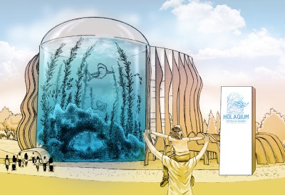 One possible future use of the technology, a virtual holographic aquarium.
