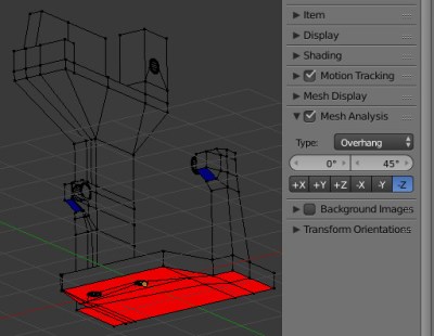 Blender mesh analysis: overhangs