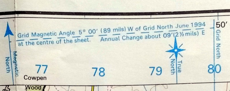 This is how the British Ordnance Survey publish the magnetic offset in the margin of their printed maps. [Fair use]